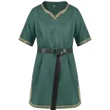 Mittelalterliche V-Ausschnitt-Robe - Grün (Ohne Gürtel)