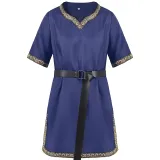 Mittelalterliche V-Ausschnitt-Robe - Blau (Ohne Gürtel)
