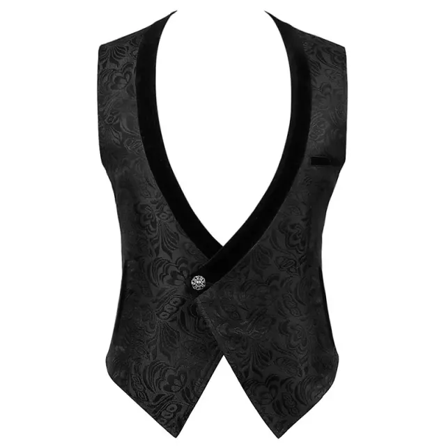 Unisex Medieval Vintage Jacquard Single-Button Vest detail 2