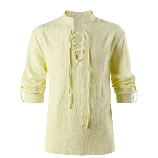 Unisex Renaissance Pirate Lace-Up Pullover Cosplay Shirt detail 1