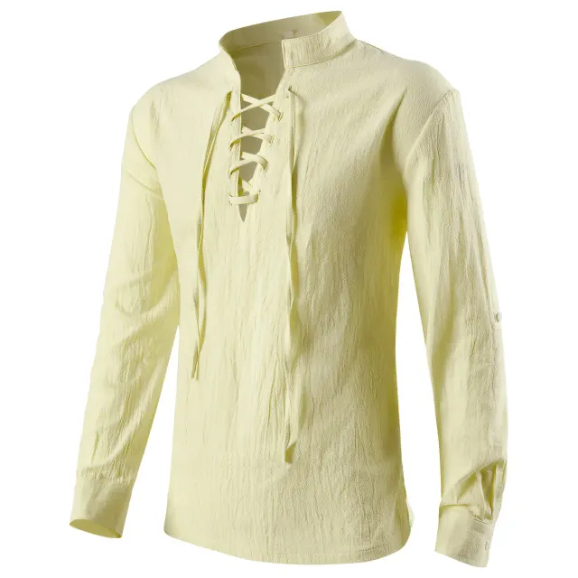 Unisex Renaissance Pirate Lace-Up Pullover Cosplay Shirt detail 2