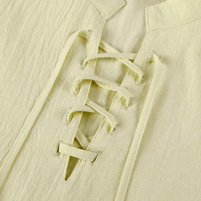 Unisex Renaissance Pirate Lace-Up Pullover Cosplay Shirt detail 4