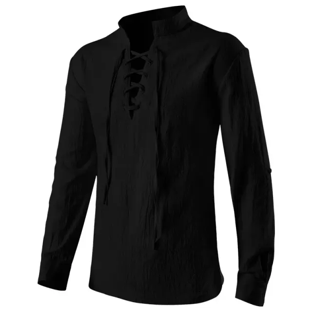 Unisex Renaissance Pirate Lace-Up Pullover Cosplay Shirt detail 9