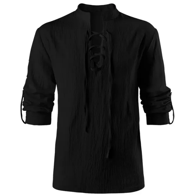 Unisex Renaissance Pirate Lace-Up Pullover Cosplay Shirt detail 10
