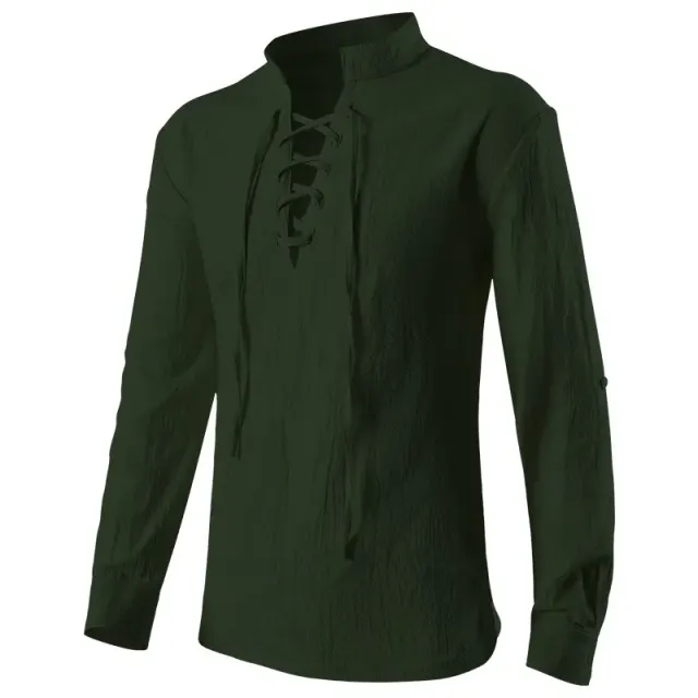 Unisex Renaissance Pirate Lace-Up Pullover Cosplay Shirt detail 15