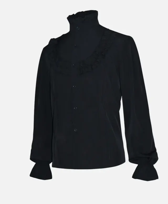Unisex Ruffled Pirate Victorian Halloween Costume Shirt detail 3