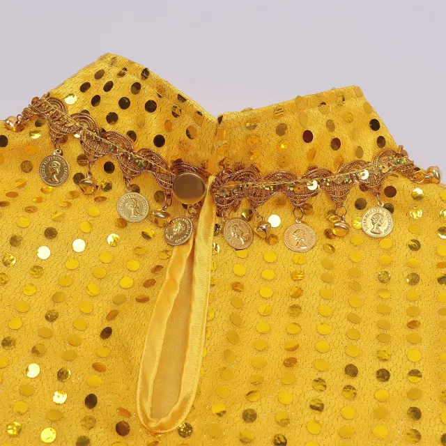 Unisex Sequin Beaded Tassel Triangle Shawl for Carnival Cosplay detail 4