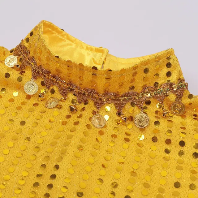 Unisex Sequin Beaded Tassel Triangle Shawl for Carnival Cosplay detail 5