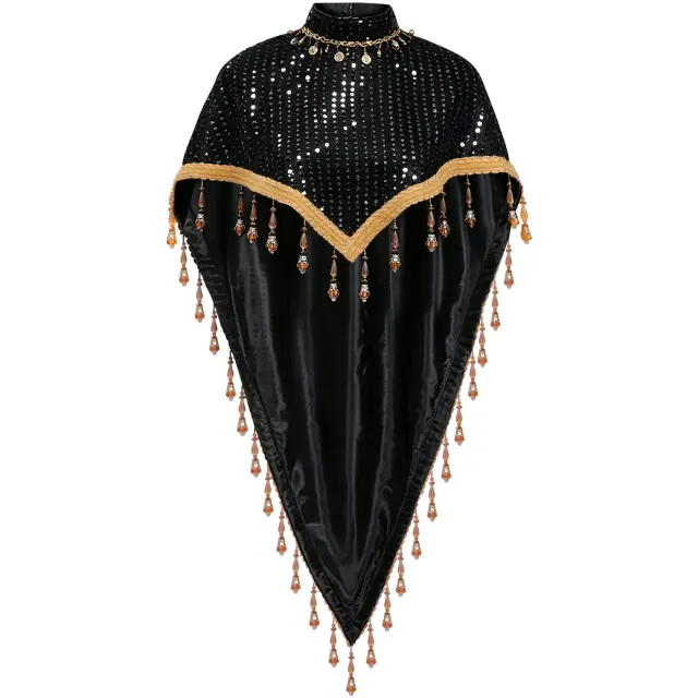 Unisex Sequin Beaded Tassel Triangle Shawl for Carnival Cosplay detail 8