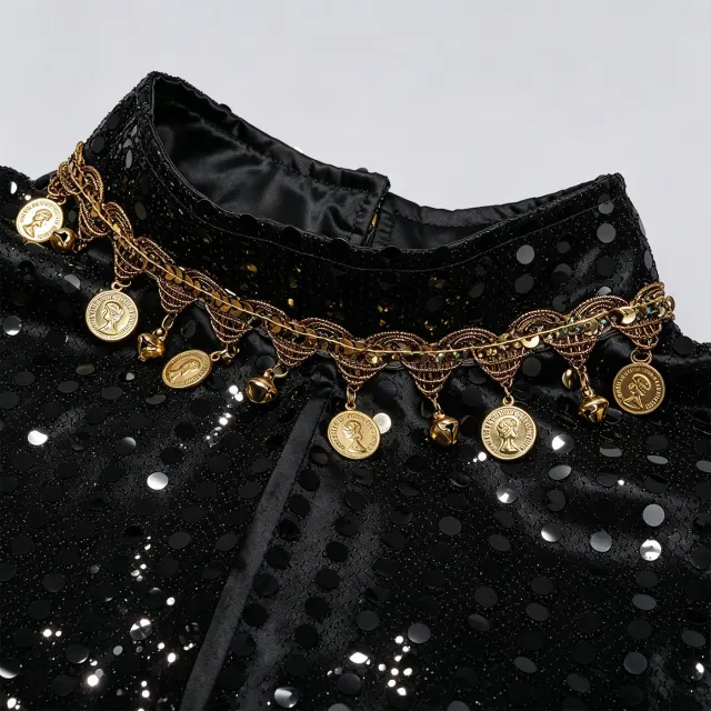 Unisex Sequin Beaded Tassel Triangle Shawl for Carnival Cosplay detail 11
