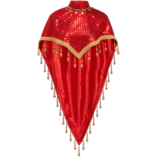 Unisex Sequin Beaded Tassel Triangle Shawl for Carnival Cosplay detail 14