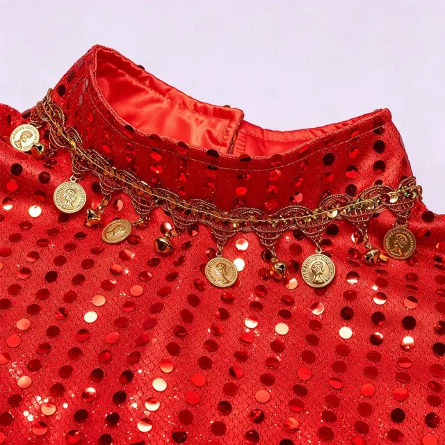 Unisex Sequin Beaded Tassel Triangle Shawl for Carnival Cosplay detail 16