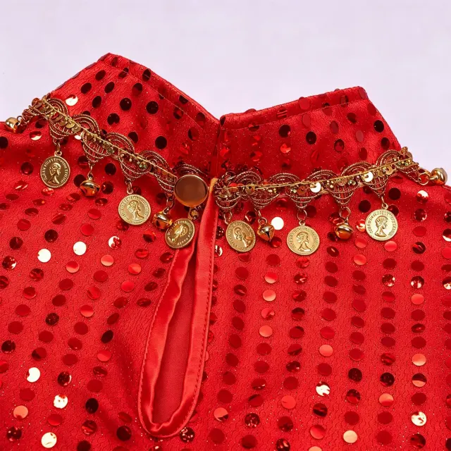 Unisex Sequin Beaded Tassel Triangle Shawl for Carnival Cosplay detail 17