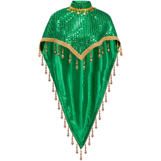 Unisex Sequin Beaded Tassel Triangle Shawl for Carnival Cosplay detail 20