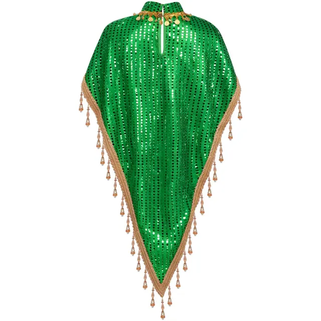 Unisex Sequin Beaded Tassel Triangle Shawl for Carnival Cosplay detail 21