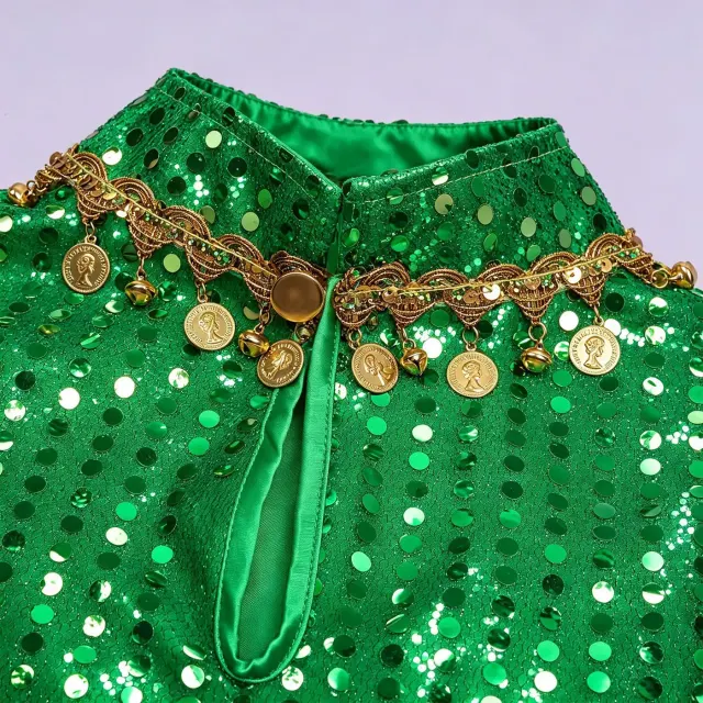 Unisex Sequin Beaded Tassel Triangle Shawl for Carnival Cosplay detail 23