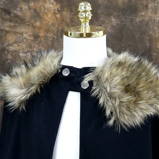 Unisex Steampunk Fantasy Cloak with Lining for Halloween detail 5