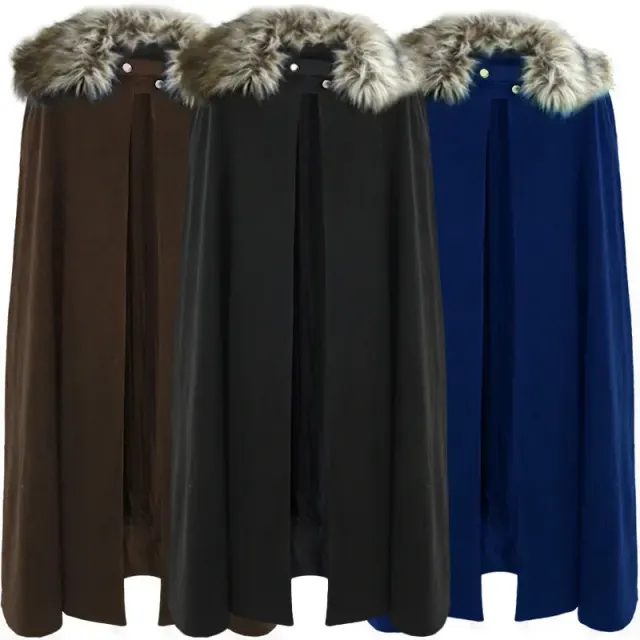 This unisex steampunk fantasy cloak has a lining and a retro look for Halloween and theater costumes.