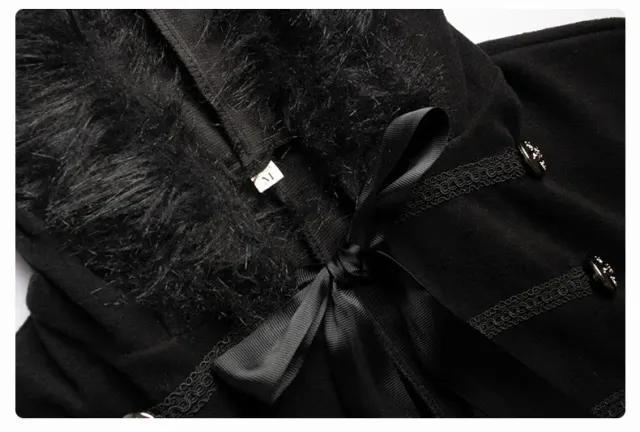 Unisex Steampunk Fur-Collar Cloak for Halloween Cosplay detail 4