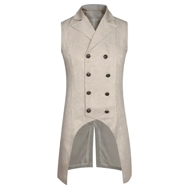 Unisex Vintage Jacquard Double-Breasted Tailcoat-Style Vest detail 7