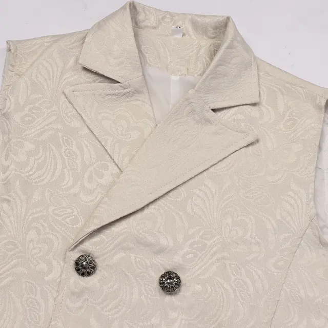 Unisex Vintage Jacquard Double-Breasted Tailcoat-Style Vest detail 10