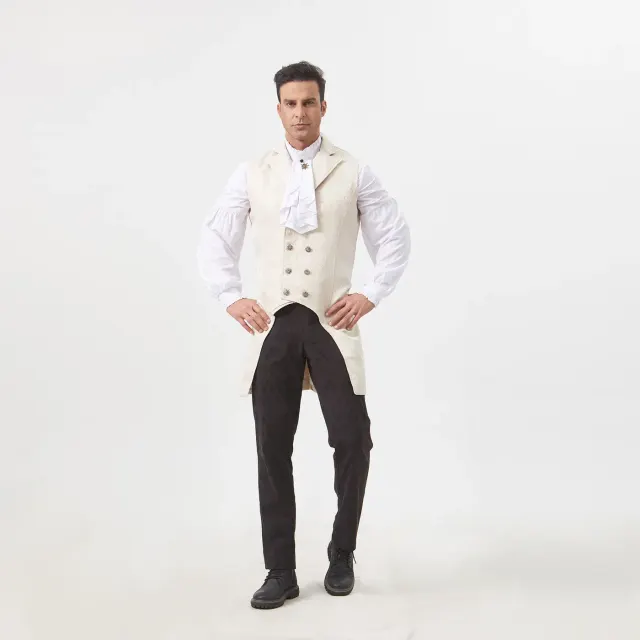 Unisex Vintage Jacquard Double-Breasted Tailcoat-Style Vest detail 13