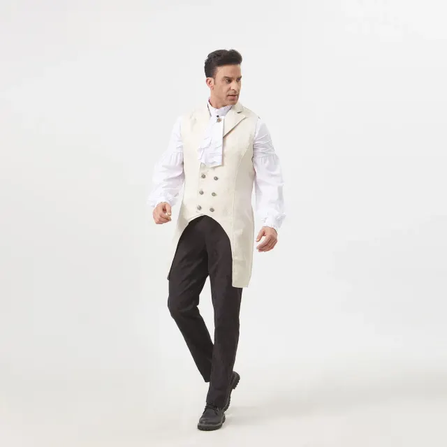 Unisex Vintage Jacquard Double-Breasted Tailcoat-Style Vest detail 14