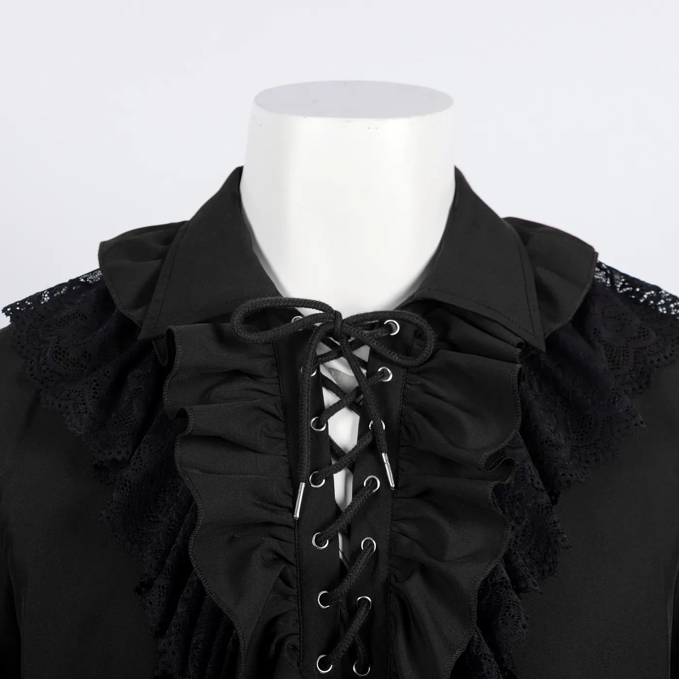 Unisex Vintage Ruffled Drawstring Lace Prince Shirt detail 2