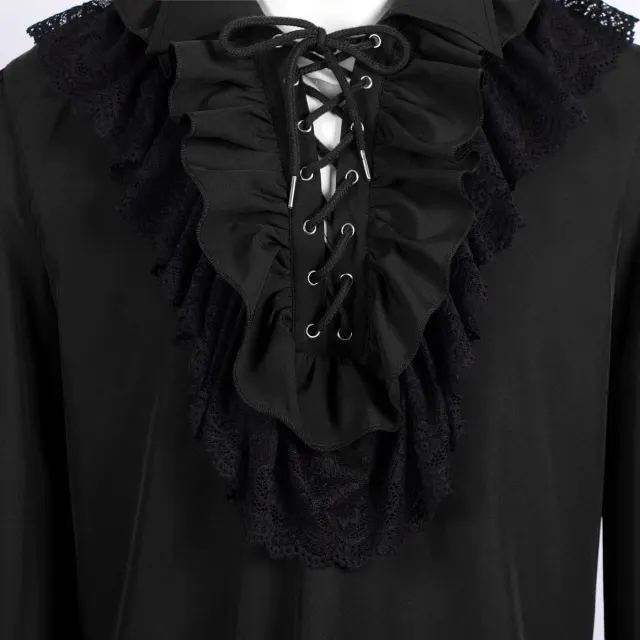 detalle de Camisa príncipe unisex vintage de encaje con volantes y cordón 3