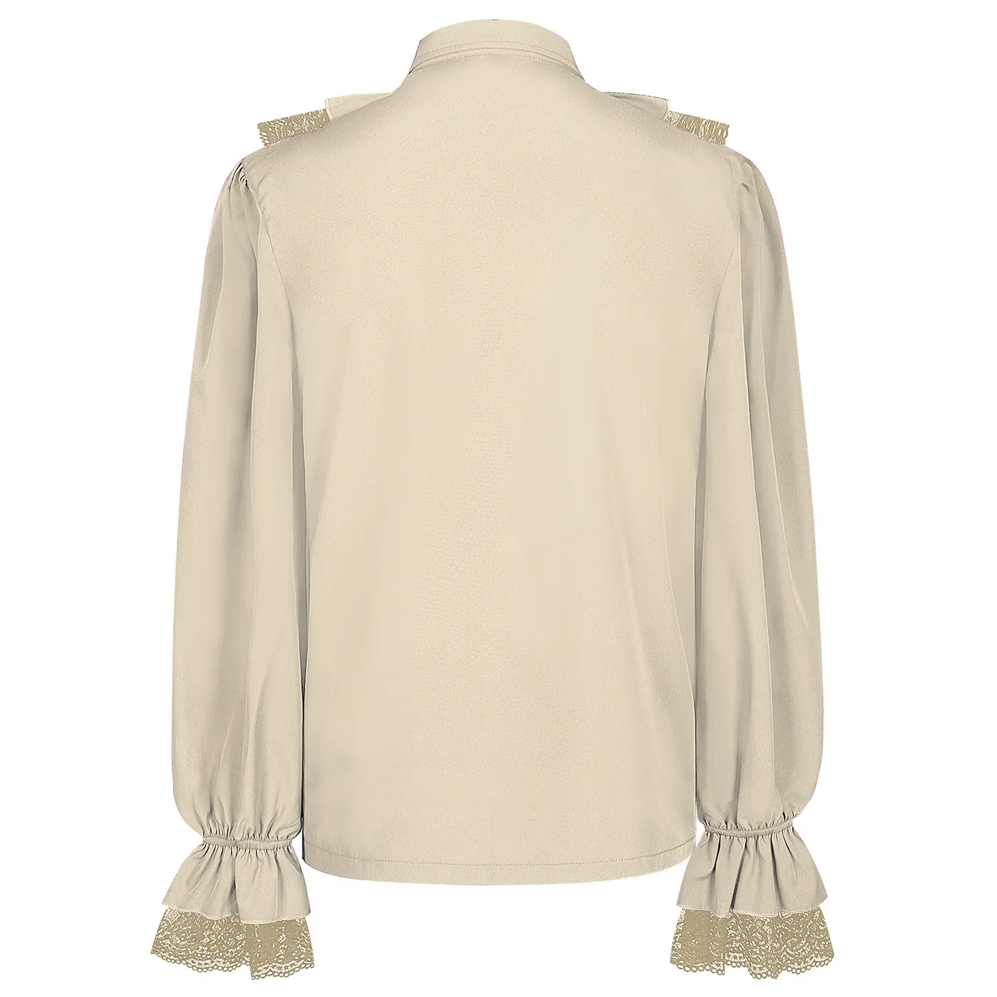 Unisex Vintage Ruffled Drawstring Lace Prince Shirt detail 16