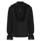 Camisa príncipe de encaje - Negro