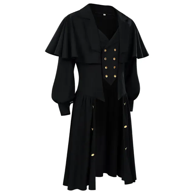 Unisex Victorian Gothic Gentleman Cosplay Trench Coat detail 2