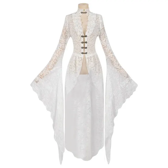 Victorian Lace Court Dress with Flared Sleeves for Cosplay detail 2
