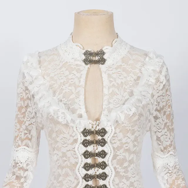 Victorian Lace Court Dress with Flared Sleeves for Cosplay detail 13