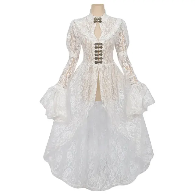 Victorian Lace Court Dress with Flared Sleeves for Cosplay detail 20