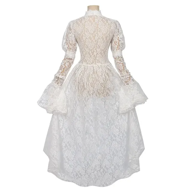 Victorian Lace Court Dress with Flared Sleeves for Cosplay detail 22