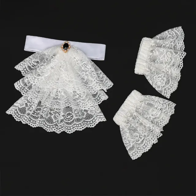 Col détachable en dentelle victorienne et poignets de cour pour cosplay détail 8