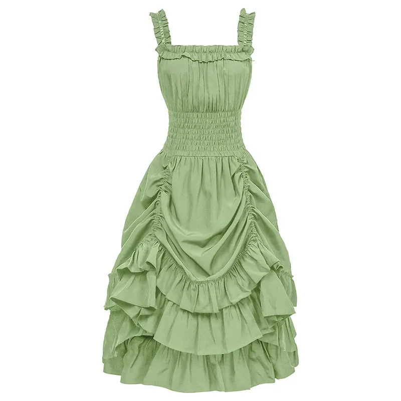 Victorian Ruffled Sleeveless Cosplay Dress for Stage Performance detail 4