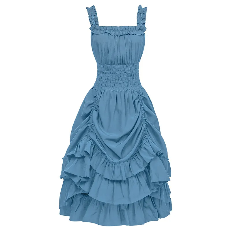 Victorian Ruffled Sleeveless Cosplay Dress for Stage Performance detail 7