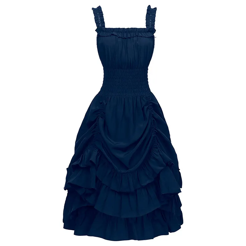 Victorian Ruffled Sleeveless Cosplay Dress for Stage Performance detail 10