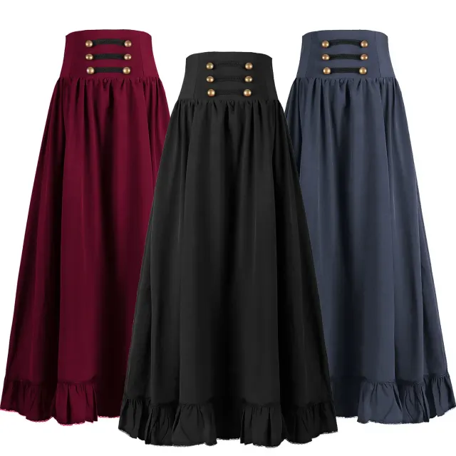 Women's Victorian Ruffled Stand-Collar Blouse & Long Skirt Set detail 7