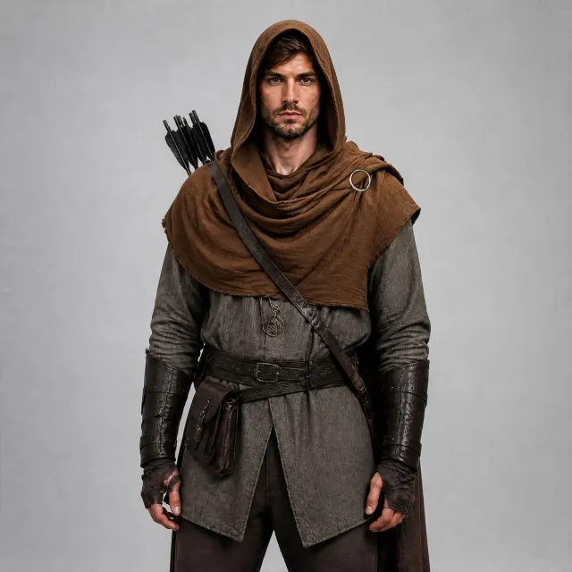 Viking Hooded Cape Medieval Renaissance Cosplay Cloak for Men detail 15