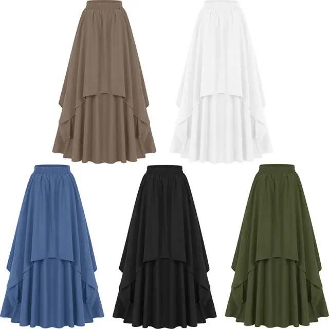 Vintage Asymmetric A-Line Midi Skirt for Women detail 1