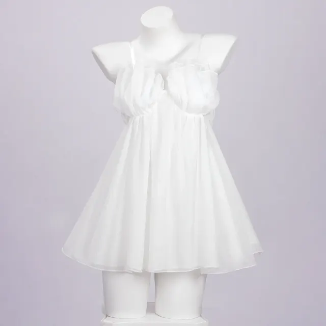 White High-Waist Strappy Bandeau Tulle Mini Dress detail 1