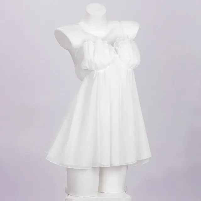 White High-Waist Strappy Bandeau Tulle Mini Dress detail 2