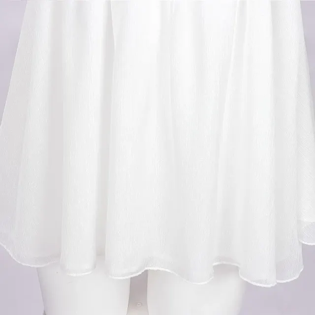 White High-Waist Strappy Bandeau Tulle Mini Dress detail 5