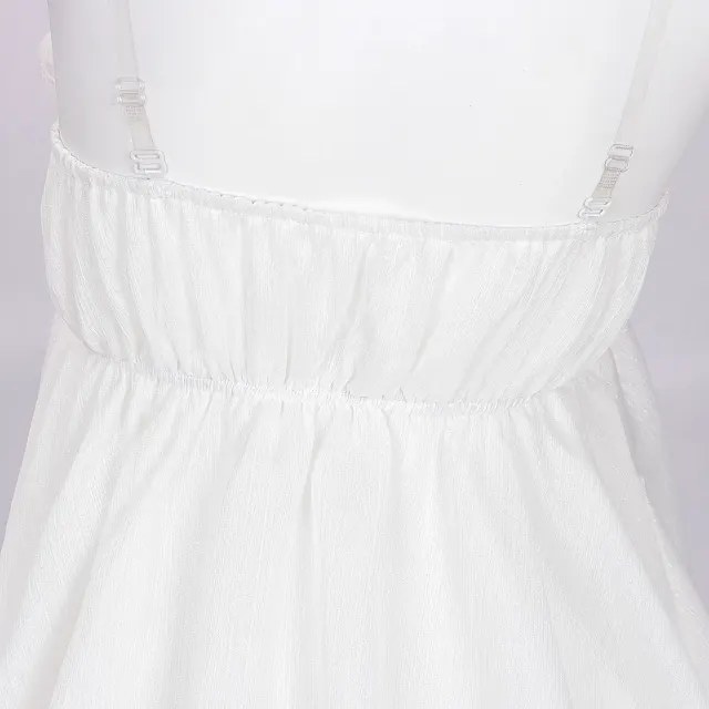 White High-Waist Strappy Bandeau Tulle Mini Dress detail 6
