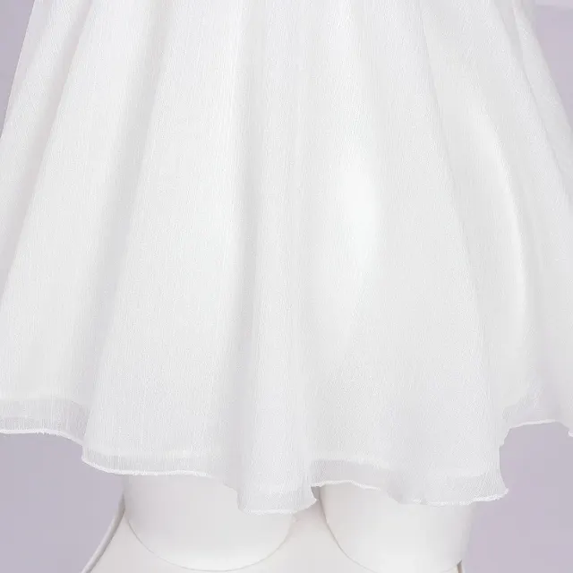 White High-Waist Strappy Bandeau Tulle Mini Dress detail 7