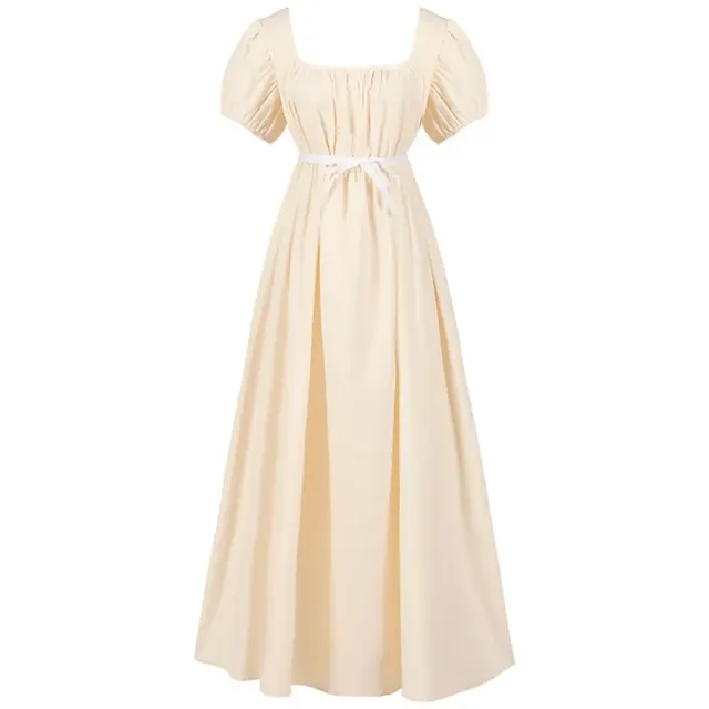 Women's Medieval Bridgerton High-Waist Short-Sleeve Cosplay Dress detail 1