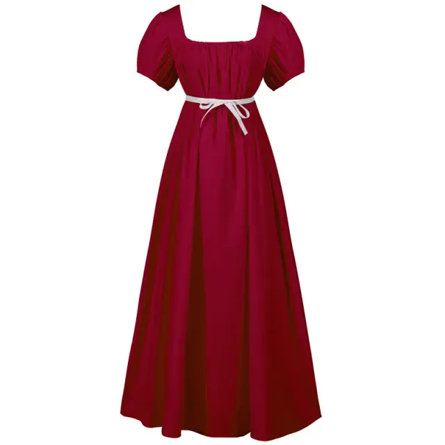 Women's Medieval Bridgerton High-Waist Short-Sleeve Cosplay Dress detail 10